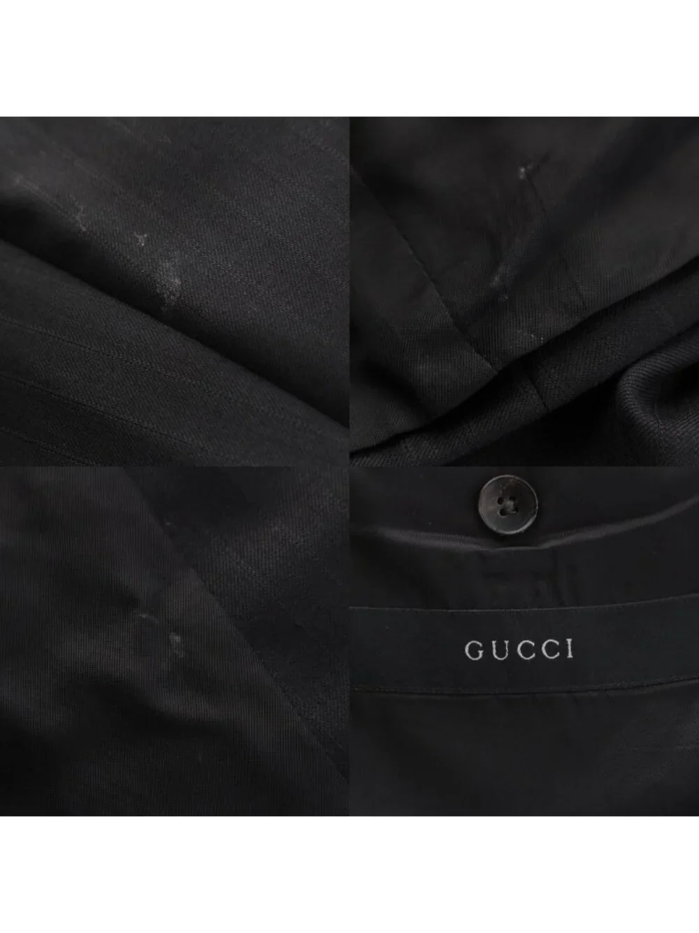 Gucci Era Collection Wool Set Suit Pinstripe Black 52